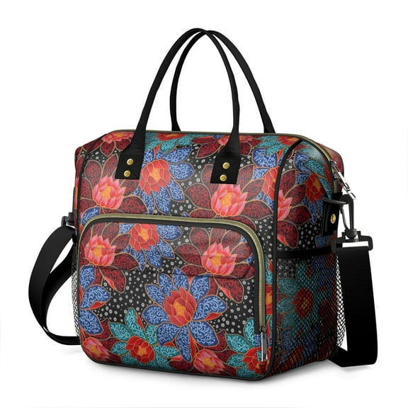 OBREWU Pioneer Flower Womens Lunch Box for Work,Insulated Large Pioneer Flower Lunch Bag for Women,Loncheras Para Mujer,Leakproof Adult Lunch Bag for Work,Beach,Travel,Picnic,Camping