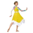 thumbnail image 6 of Aislor Girls Camouflage Print Color Block Liturgical Praise Dance Dress Long Sleeve Worship Lyrical Dancewear Yellow 10, 6 of 7