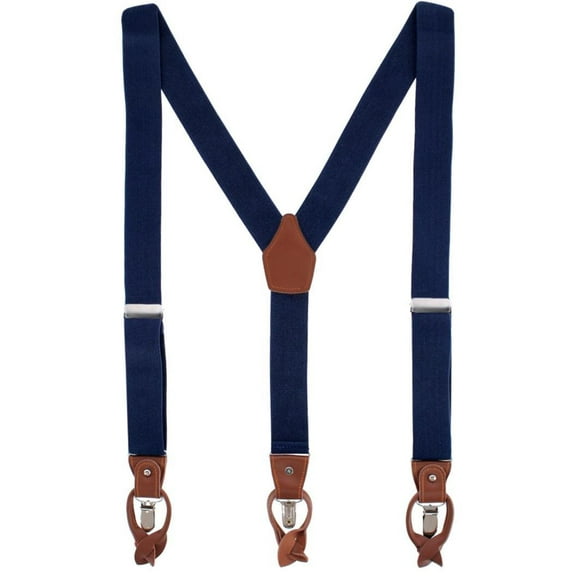 CTM Elastic and Leather Suspender Gift Set with Clip Button and Swivel Ends (Men)