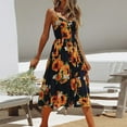thumbnail image 2 of Gibobby Vestidos para Mujer Vestido veraniego bohemio para mujer, vestido informal de verano, cuello redondo, sin mangas, vestido sin mangas, v(Naranja,M), 2 of 5