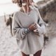 thumbnail image 2 of Suéteres de gran tamaño a la moda para mujer, suéteres sueltos e independientes para otoño e invierno, suéteres de punto de manga larga con cuello redondo liso para mujer, estilo bohemio gris, 2 of 4