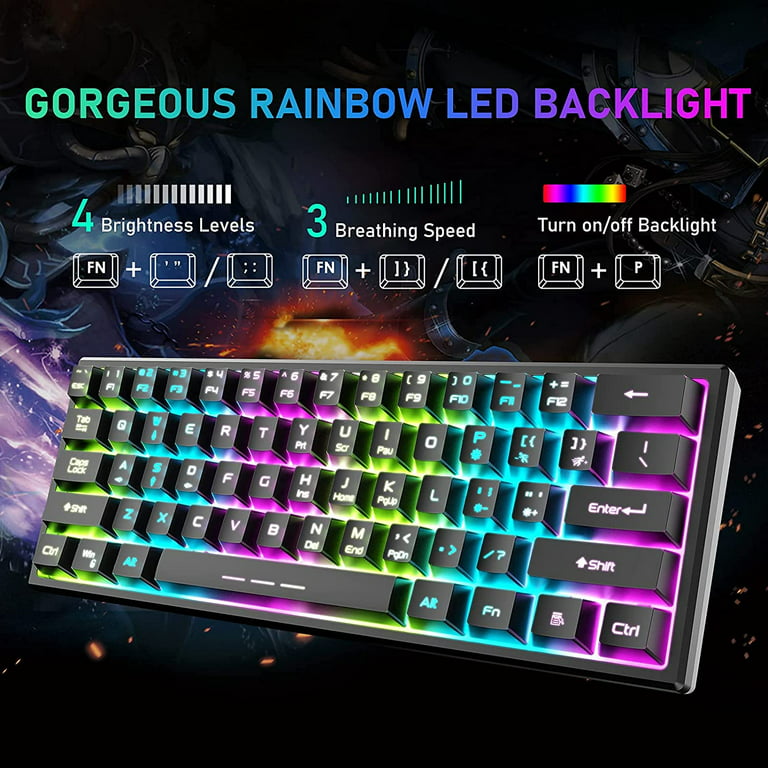 Clavier 61-key Rainbow Backlit Wireless Gaming Keyboard And Mouse  Combination, Rechargeable 3800 MA, Mechanical Feel, Ergonomics The 4 -  Laundry Day Stuff 