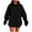 Black, variant on Women's Fashion Hoodies & Sweatshirts Casual Solid Color Round Neck Long Sleeved Loose Hooded Black Sweater Jacket Sizes S-2XL