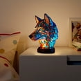 thumbnail image 5 of Luz de mesa retro, vitral de resina, luz de noche, adorno para el hogar (lobo), 5 of 5