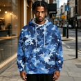 thumbnail image 6 of Men's Camo Print Pullover Hoodie,Drawstring Hooded Long Sleeve Casual Sweatshirt,Loose Streetwear Top with Pockets Blue 3XL, 6 of 6