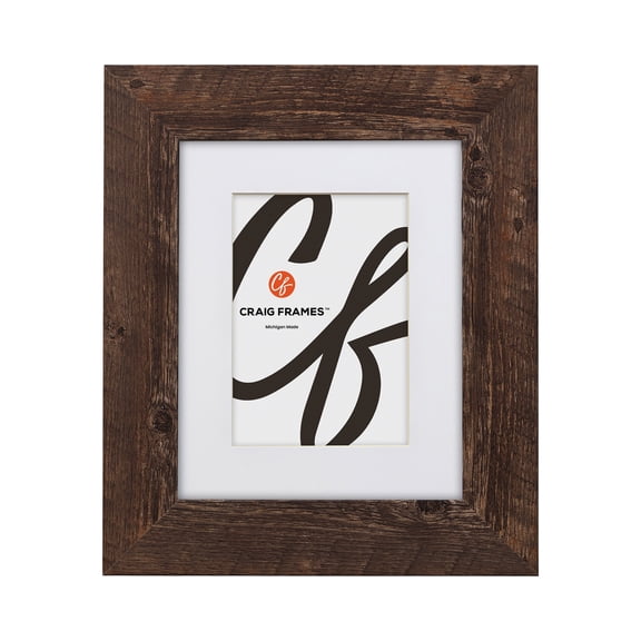 Craig Frames American Barn, 17x22 inch Faux Barnwood Picture Frame Matted for a 13x19 Photo, Brown