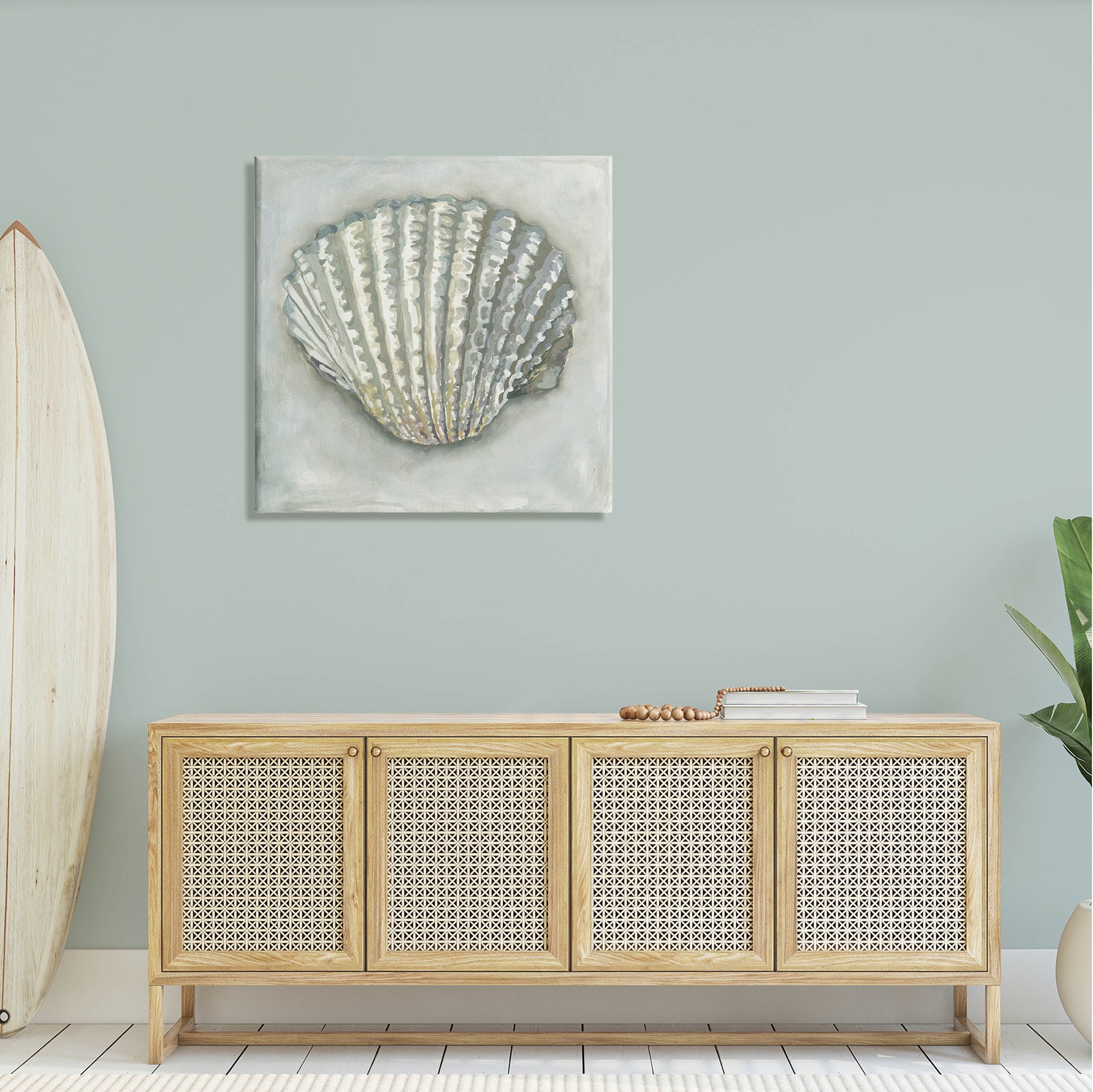 Stupell Industries Clam Shell Nautical Grey Painting Gallery Wrapped Canvas Print Wall Art, Design by Erica Christopher