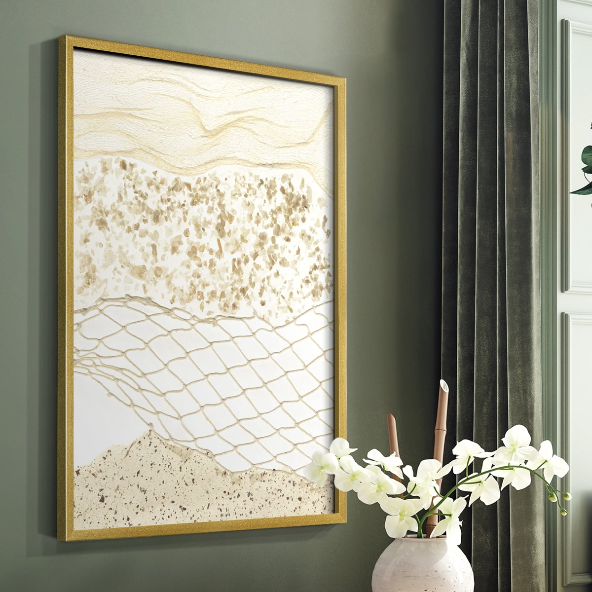 Coast Away I Framed Print in Gold Solid Wood Framed Print No Nail Hanging