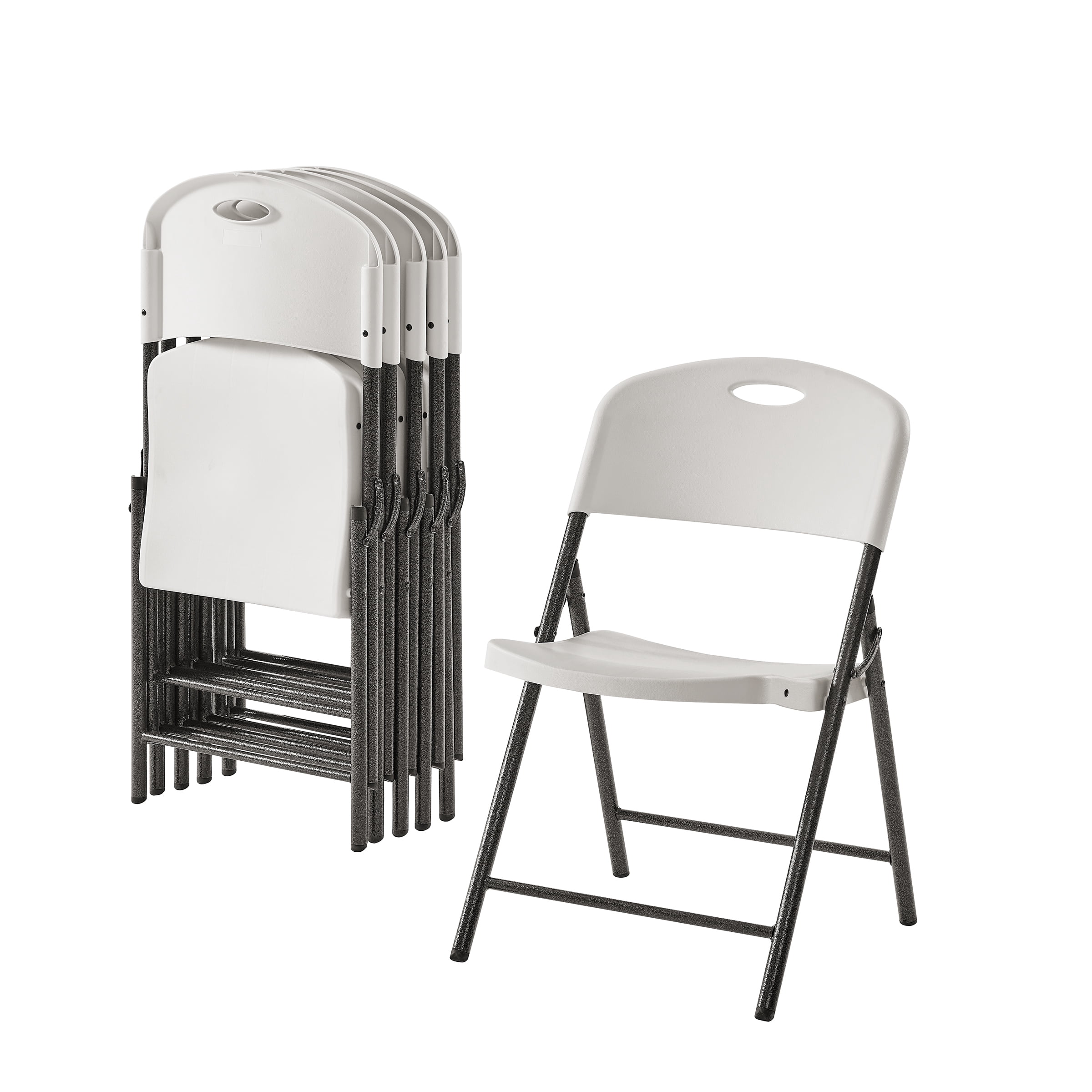 Mainstays Premium Heavy Duty Resin Folding Chair, White, Set of 6