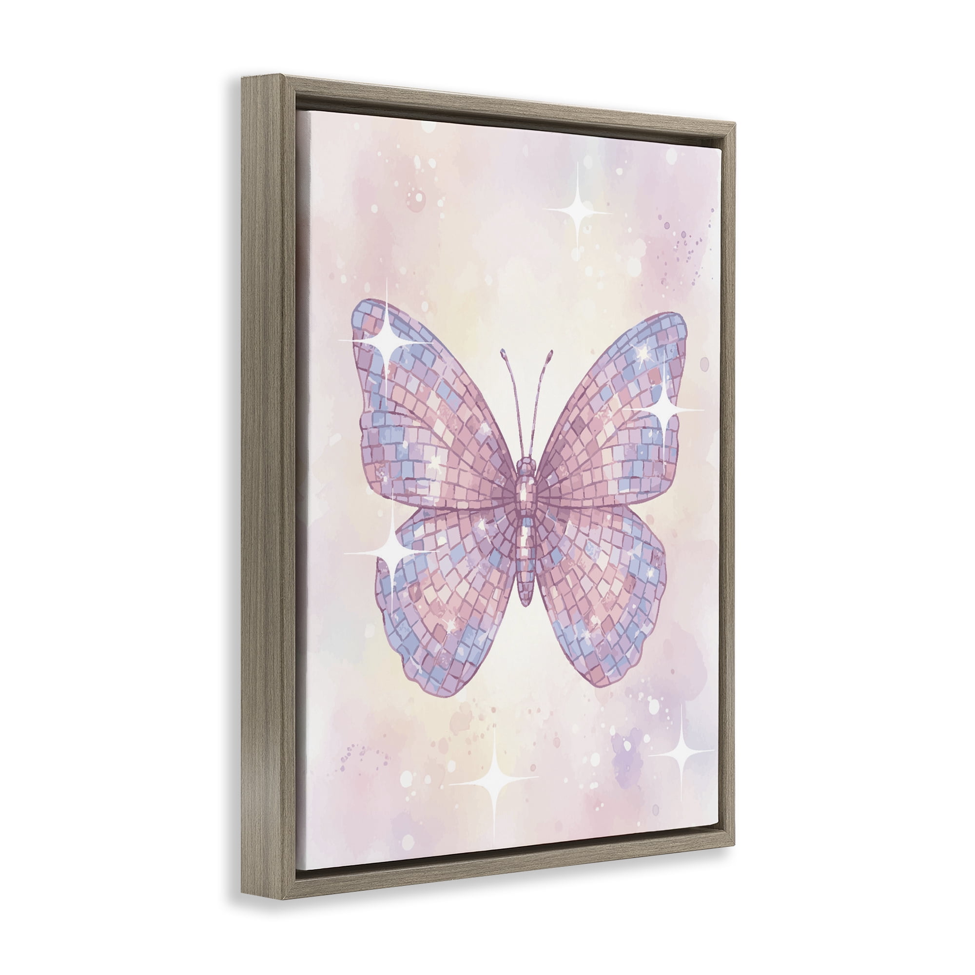 Stupell Industries Delicate Disco Butterfly Brown Framed Floater Canvas Wall Art, design by Lil' Rue