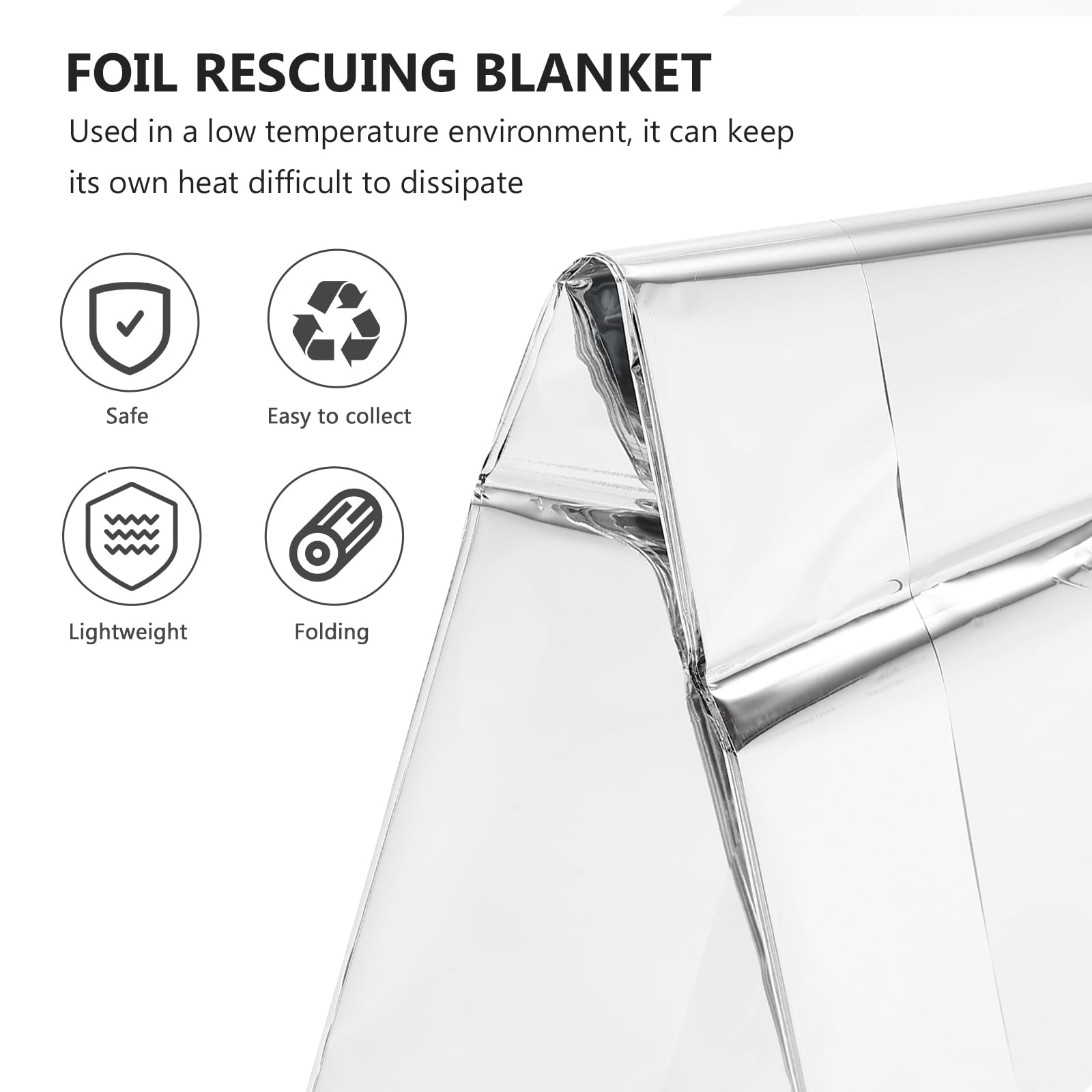 WASHWEPE Camping Blankets for Cold Weather Insulation Blanket Silver 1Pack 83X51X0.3in