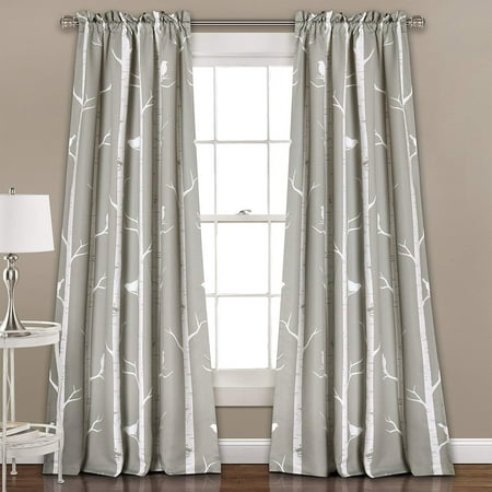 Total Blackout Curtains 2PC Blackout Window Curtain Bird Pattern Set Energy Saver Hemmed in Multiple Colors&sizes(84