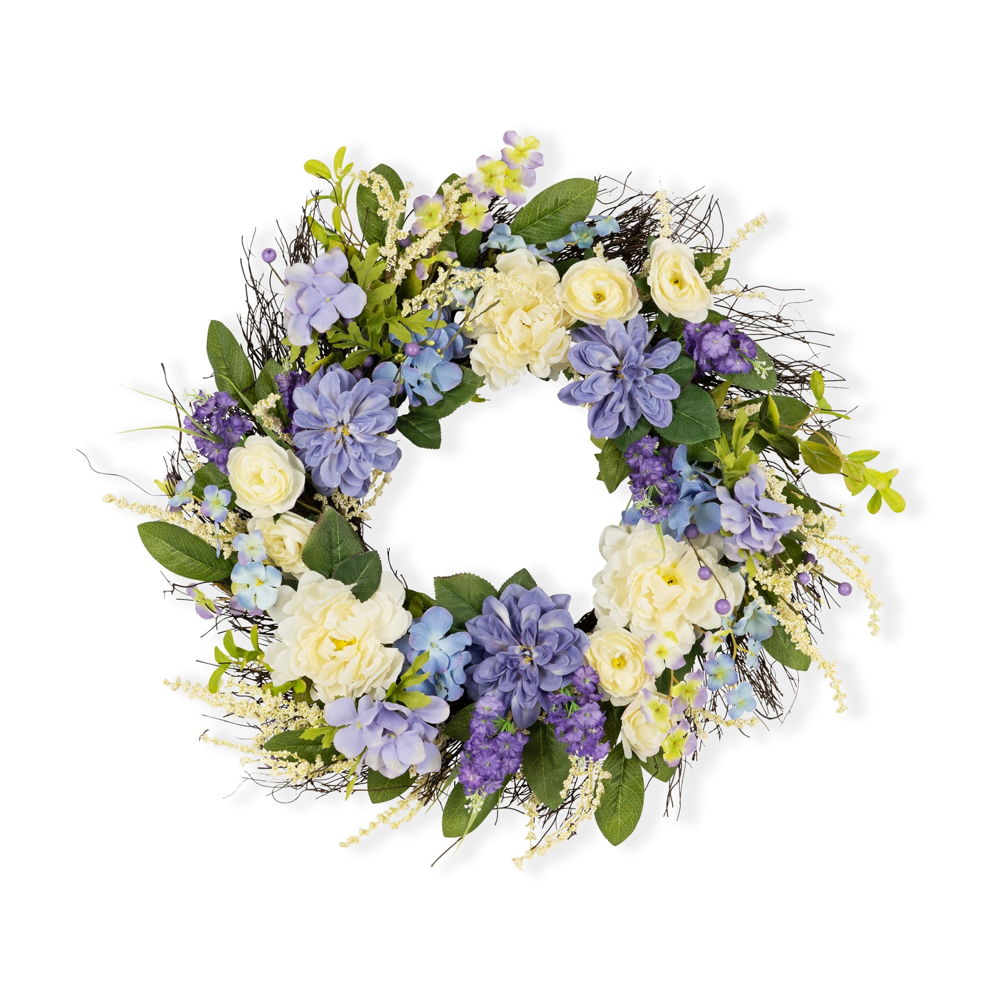 Mixed Floral Wreath 27"D Twig/Fabric