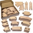 thumbnail image 1 of Juego de vías de tren MUYUTOY de madera, 44 piezas, para niños y niñas, 1 of 6
