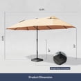 thumbnail image 2 of BELLEZE 15 Ft Extra Large Outdoor Market Patio Umbrella Double-Sided Design with Crank, Umbrella Base Included, Tan, 2 of 7