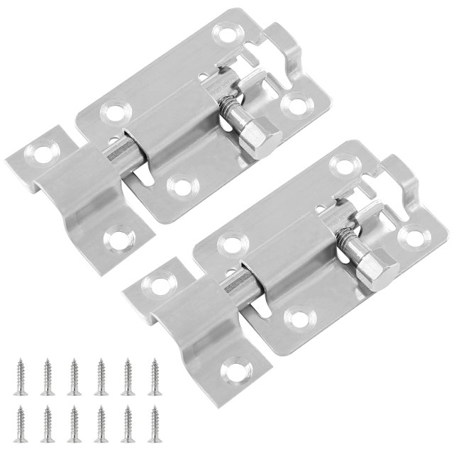 HSHDLDF 2 Pcs Loquet de Barillet de 2 Pouces Loquet de Sécurité pour Porte Loquet Coulissant en Acier Inoxydable Loquet de Barillet Loquet Matériel pour Porte Finition Brossée Loquet Coulissant avec 6 Vis