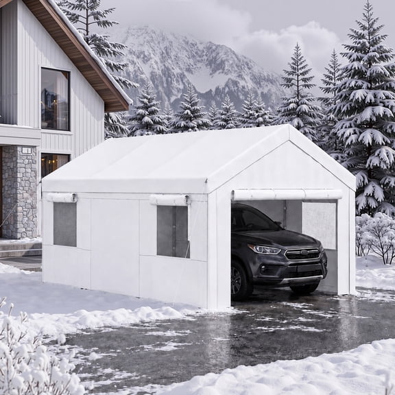 BaPiPro 10x20ft Heavy Duty Carport Canopy, Portable Garage Car Canopy with Removable Sidewalls, Car Shelter for Cars, Boats, and Tools Storage, White