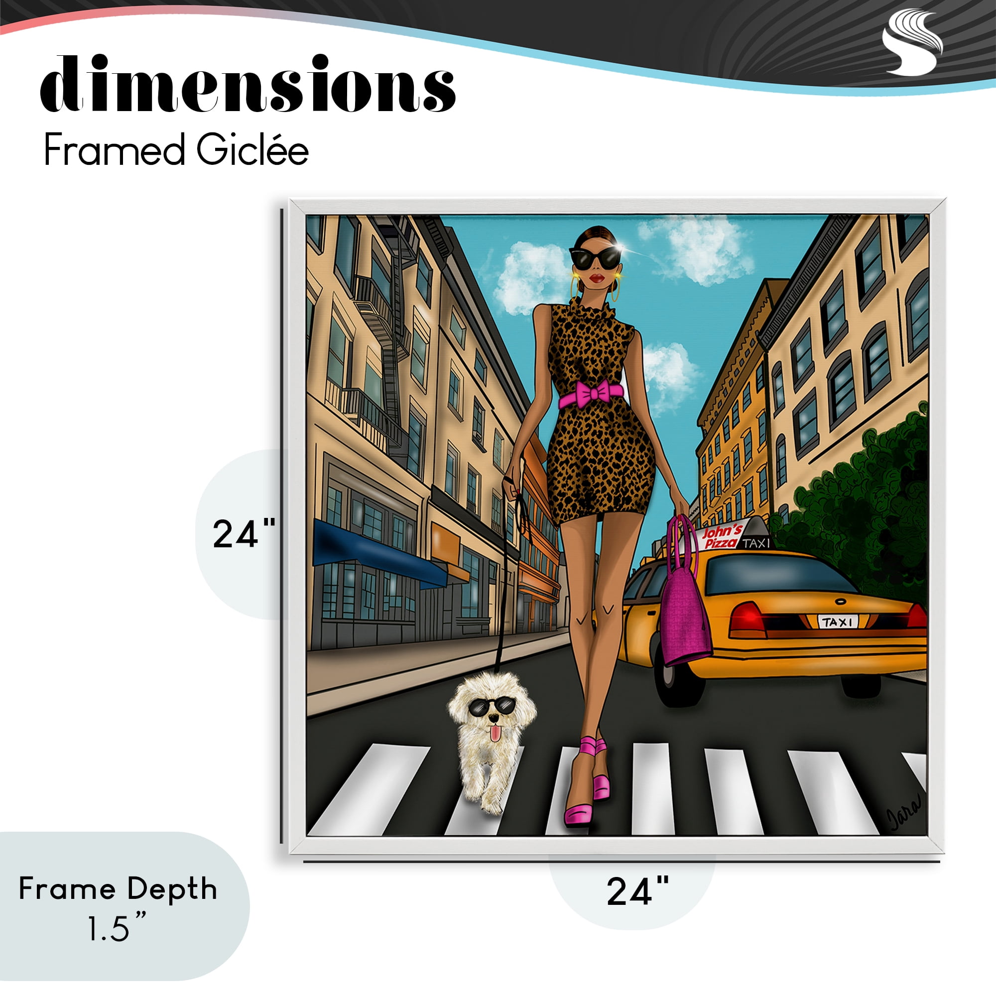 Stupell Industries Fashion Girl in Big City White Framed Giclee Art, design by Tara Boone