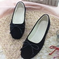 thumbnail image 2 of Womens Faux Suede Ballet Flats with Bow - Black Slip On Comfortable Casual Work Dress Shoes,Size 6, 2 of 4