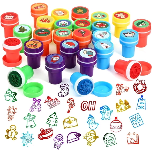 Naler 26 Pcs Christmas Self Inking Stamps Xmas Stampers for Child Xmas Party Favors Stocking Stuffers Treat Bag Fillers,PVC