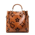 thumbnail image 1 of Bolso de mano Travistar de cuero con relieve floral, grande, 34 x 16 x 31 cm, 1 of 9