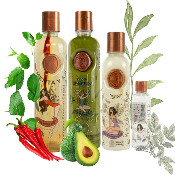 Ritual Botanico Shampoo Menta y Aji, Tratamiento Intensivo Plex y Keratina 250ml (3 Pack)