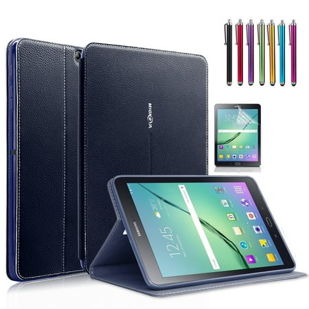 Samsung Galaxy Tab S2 8.0 Case, Mignova - Auto Sleep /Wake, Card Pocket, KickStand Feature, Premium PU Leather Folio Smart Cover Case + Screen Protector Film and stylus pen (Navy