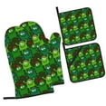 thumbnail image 2 of YFYANG Oven Mitts and Pot Holders Sets 4 Pieces, Non-Slip Heat Resistant Green Retro Floral Pattern Kitchen Glove Pot Mat for Cooking and Baking, 2 of 8