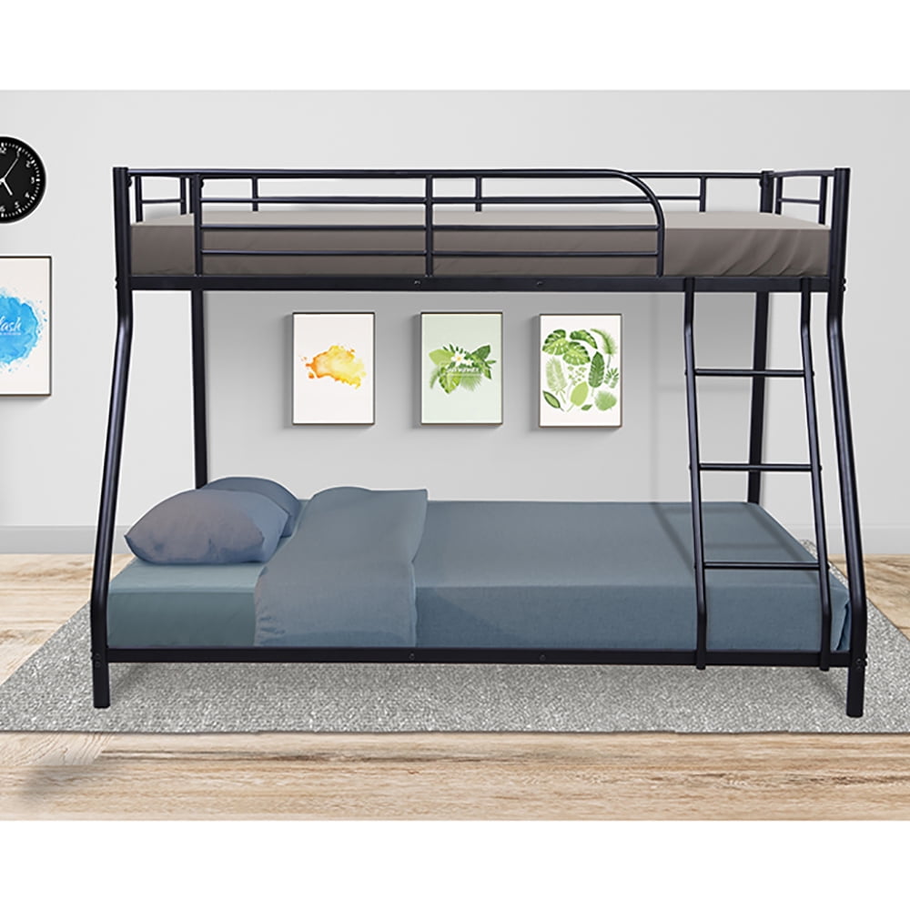 Kepooman Twin over Full Metal Bunk Bed with Ladder, Black Kepooman Twin over Full Metal Bunk Bed with Ladder, Black