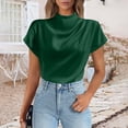 thumbnail image 2 of Lixiuxyad Baggy T Shirts Womens Summer Satin Casual Ruffle Short Sleeve Crewneck Tops,Green XXL, 2 of 6
