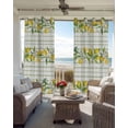 thumbnail image 6 of Yellow Lemon Kitchen Curtains Country Botanical Fruit Sage Green Striped Cafe Short Curtains for Bathroom Blackout Window Curtain Small Window Treatment Drapes for Bedroom Living Room 27.5"x39"x2, 6 of 9