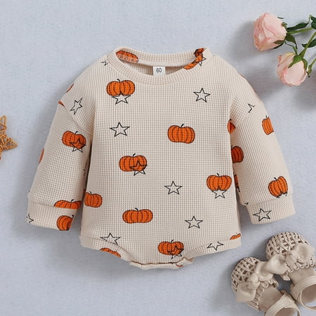 

Yiwula Baby Girl Boy Romper First Outfit Pumpkin Print Bodysuit Baby Fall Clothes
