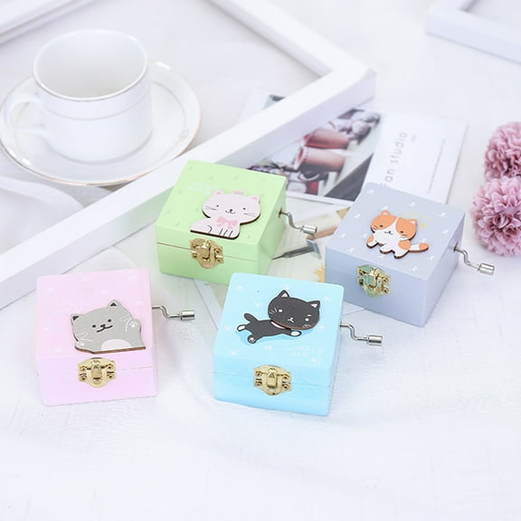 USHOBE Wind Up Musical Box Blue for Birthday present 1Pack 3.3x1.6x2.8in