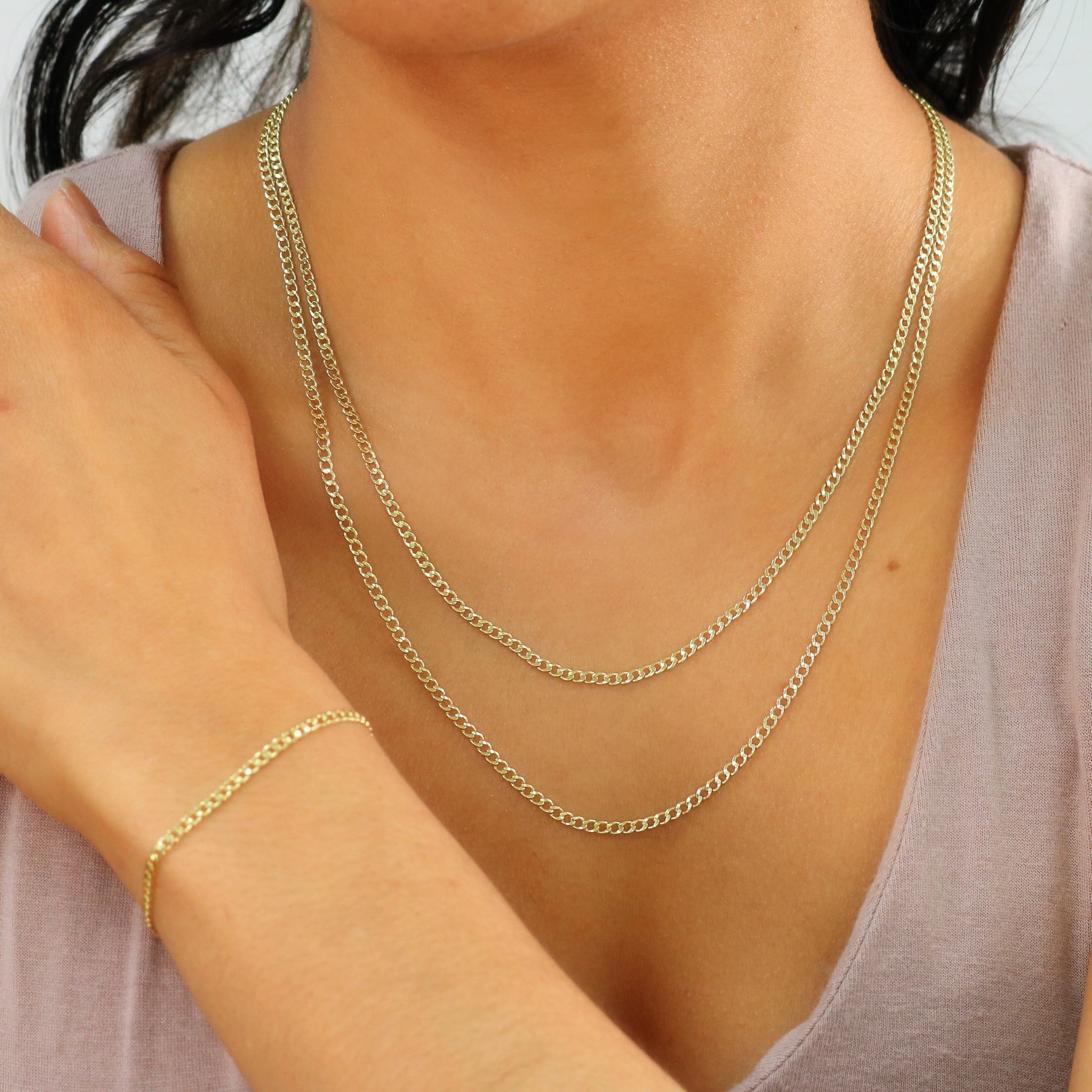 Nuragold 14K Real Yellow Gold Cuban Curb Link Chain Necklace 16"-30" (2mm-7.5mm) Italian Jewelry for Men & Women