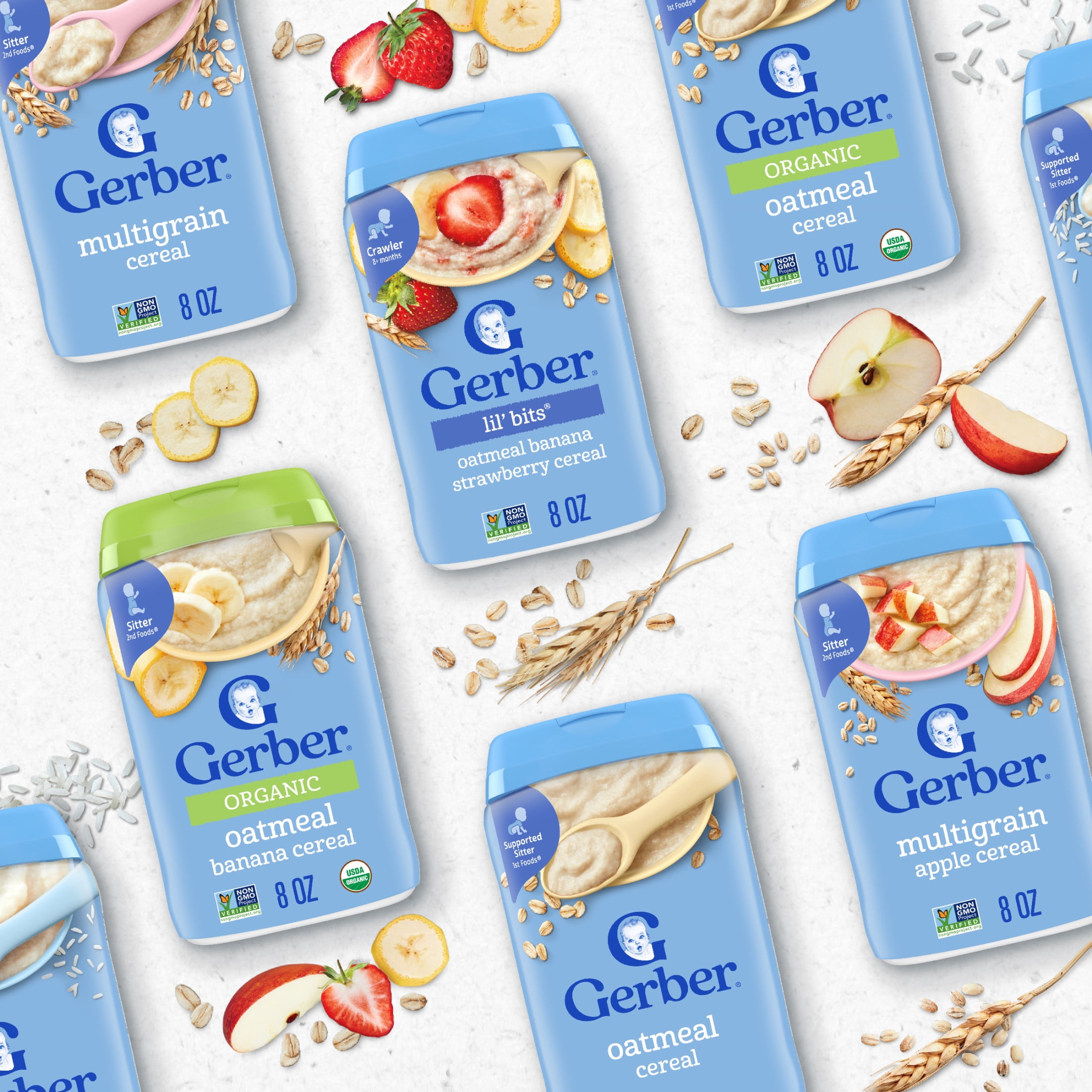 (3 pack) Gerber Stage 3 Baby Food, Oatmeal Banana Strawberry Cereal, Baby Oatmeal Cereal 8 oz