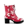 thumbnail image 3 of BLISSFUL STEP Women's Printed Platform Block Heel Combat Boots Dark Pink 7, 3 of 7