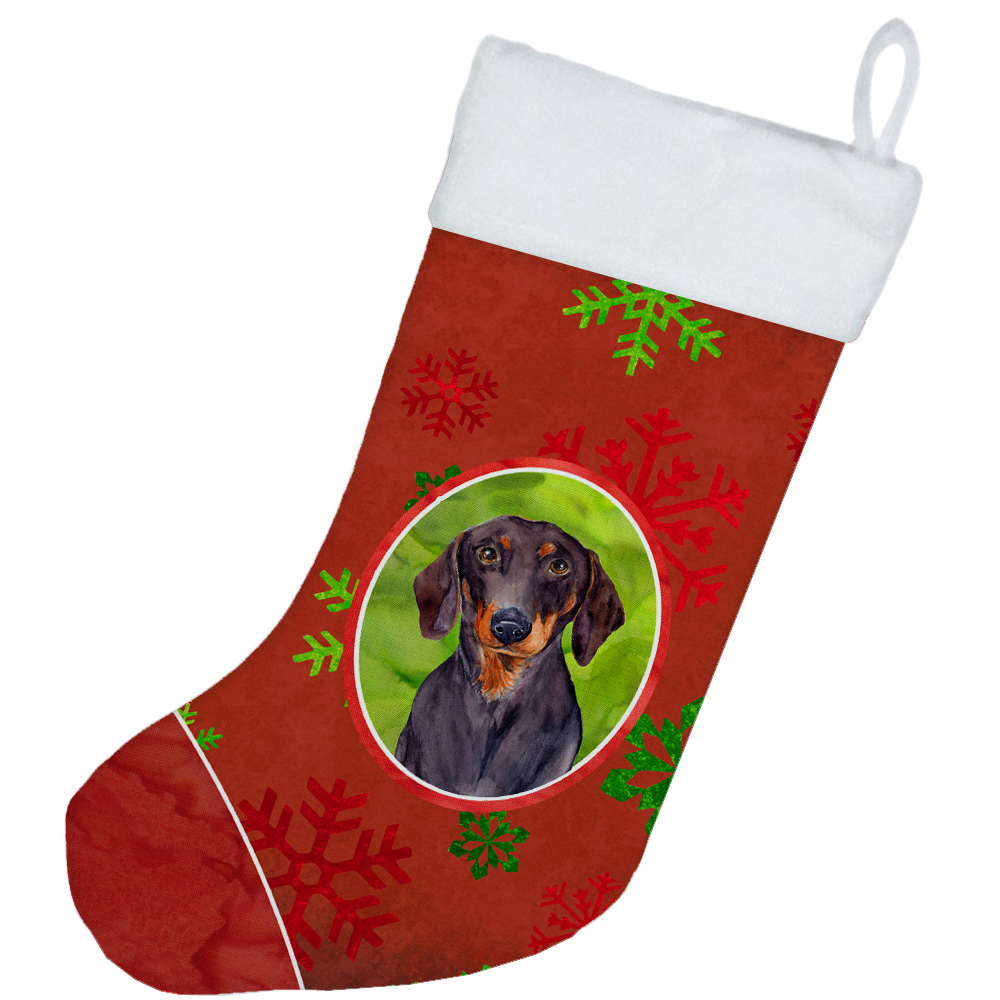 Carolines Treasures LH9313-CS Dachshund Red and Green Snowflakes Holiday Christmas Christmas Stocking LH9313 Large