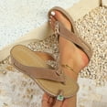 thumbnail image 3 of THDHVS Womens Sandals Comfortable,Womens Sandals,Women's Fashion and Casual Summer Comfortable Solid Color Wedge Slippers Brown 9.5, 3 of 5