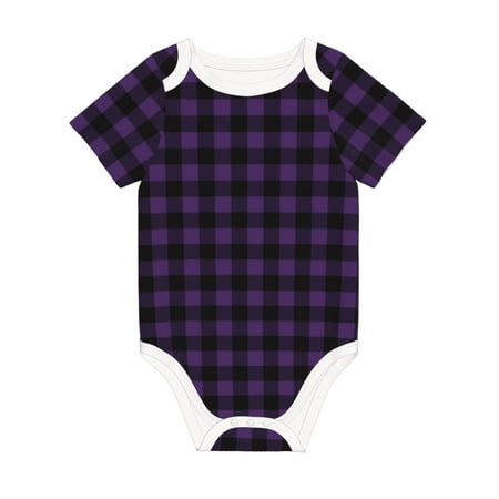

Coaee Purple Black Plaid for Soft Cotton Baby Short-Sleeve Bodysuit Baby Girls Boys Bodysuit Romper