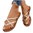 thumbnail image 4 of YHAJDS Women's Flip Flops Woven Strap Toe Post Beach Sandals Summer Vacation Outdoor Comfort Shoes, 4 of 10