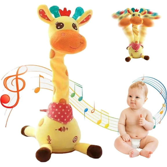 Dancing Talking Giraffe Toy, Plateaudoe Singing Stuffed Animal with Neck Twists, Repeating What You Say, Soft Plush Educational Learning Toy Gifts for Toddlers 1-3 Years Old (Rechargeable Type)