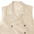 thumbnail image 7 of Mens Jacquard Suit Vests Lapel Paisley Floral Double Breasted Waistcoat with Hanging Chain Business Wedding Party Dress Vest Yellow, 7 of 7