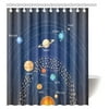 MYPOP Outer Space Decor Shower Curtain, Solar System Orbit the Sun with Names Of Planets Geography Educational Picture Bathroom Set with Hooks, 60 X 72 Inches