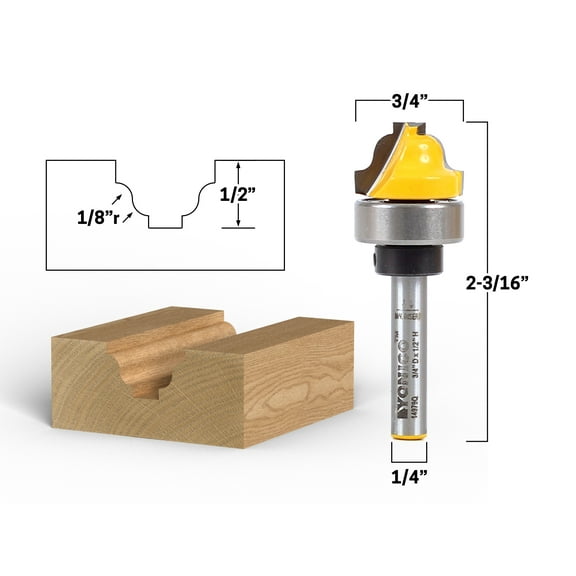 Yonico 3/4" Faux Panel Roman Ogee Groove Router Bit - 1/4" Shank - 14979q