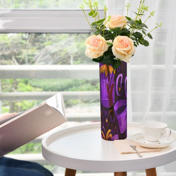 New Year's Purple Gift Plastic Vase 11.8'' x 3.9'' Transparent Non Breakable Decorative for Family