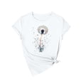 thumbnail image 4 of NAMTYQX Short Sleeve Shirts for Women Soft Mit Muster Light Plus Size Short Sleeve Lounge Printed Crewneck Boyfriend Womens Summer Tops 2025 White Size XL, 4 of 5