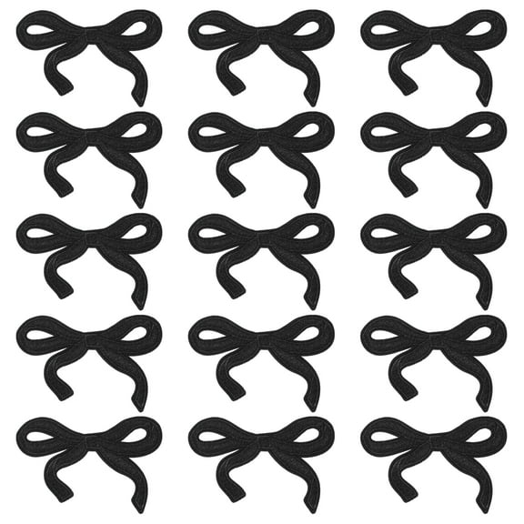 Uxcell 15Pcs Bow Iron on Patches Cute Bow Embroidered Patches Black 3x2"