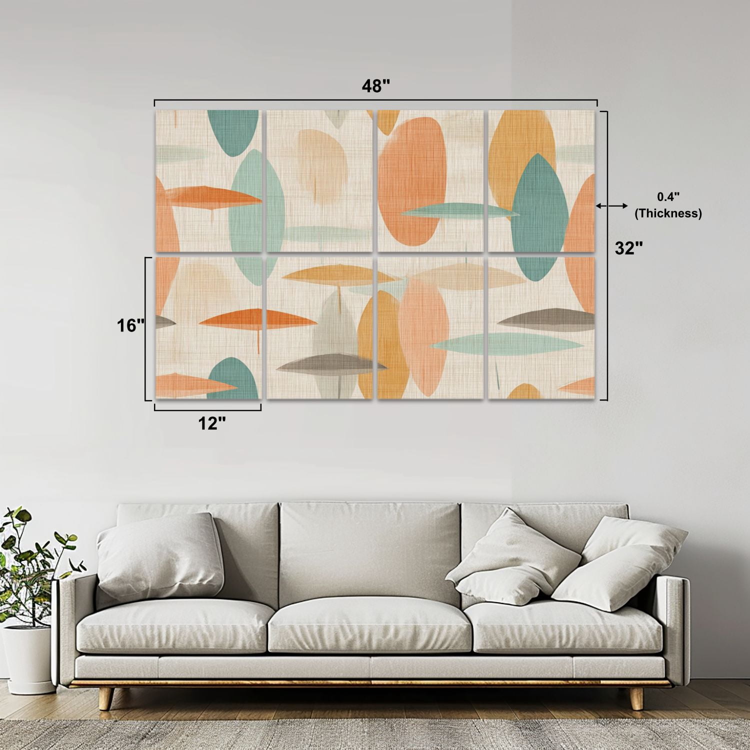 8 Pack Art Acoustic Panels Sound Absorbing Abstract Geometric Soft Pastel Decorative Soundproof Wall Panels Self Adhesive for Nursery Game Room Bedroom 48"x32"