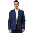 thumbnail image 2 of Vestido de hombre Blazer a cuadros Un botón Slim Fit Traje a cuadros Chaqueta deportiva Chaqueta pequeña Azul oscuro, 2 of 6