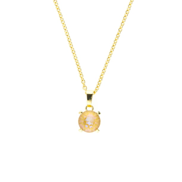 Collar para Mujer con Cristal Swarovski Solitario– Bañado en Oro 14k- Collar Elegante y Brillante-Collares de Mujer de Moda- Joyería para Mujer de Moda- Regalo especial Ortiz Espinosa Temporada